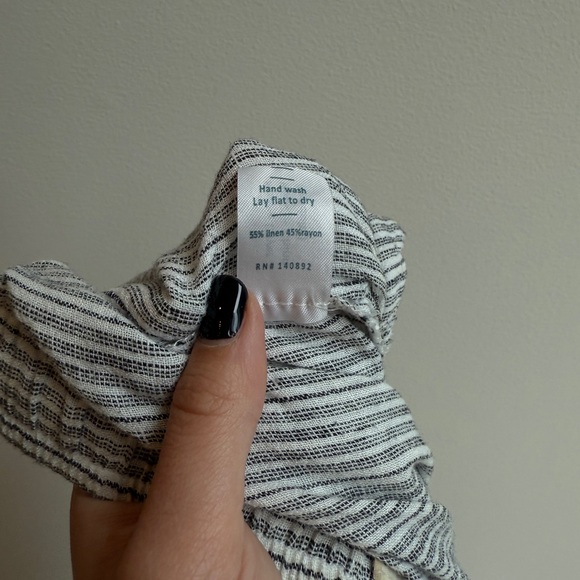 Marine Layer Linen Blend Pull On Striped Pants Tie Waist Drawstring White Grey - Picture 5 of 6